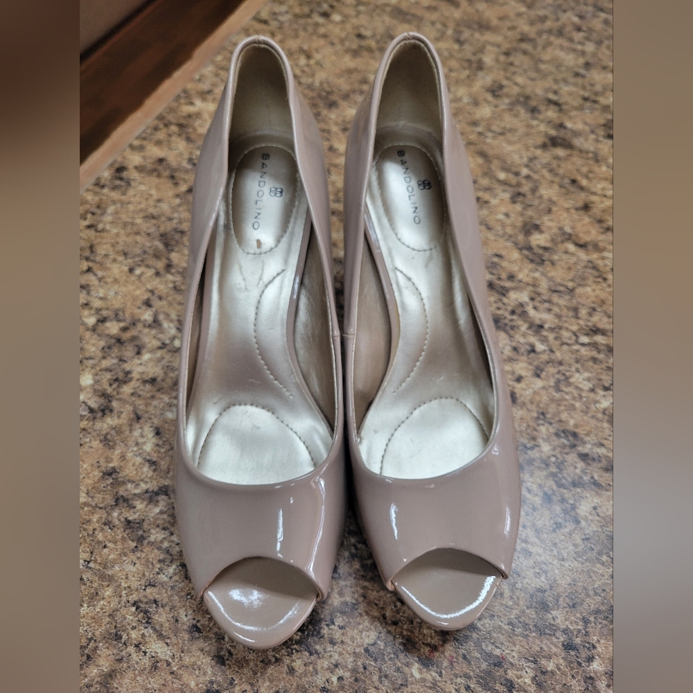 Bandolino Taupe Peep-Toe Heels